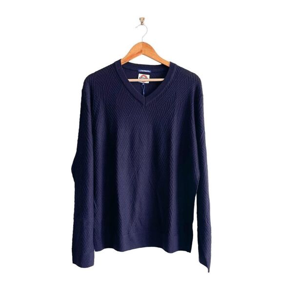 Jermyn & Bond Mens Sweater Knit V Neck Purple Wool Blend XL - Picture 1 of 8